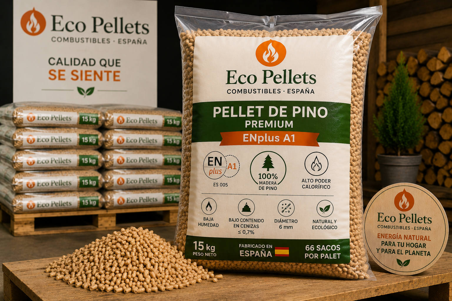Pellet de Pino Premium ENplus A1 – Palet