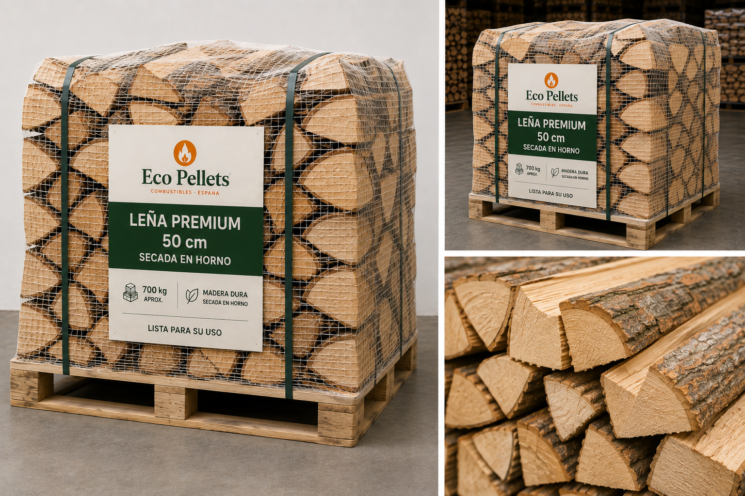 Leña Premium Eco Pellets – 50 cm | Secada en horno