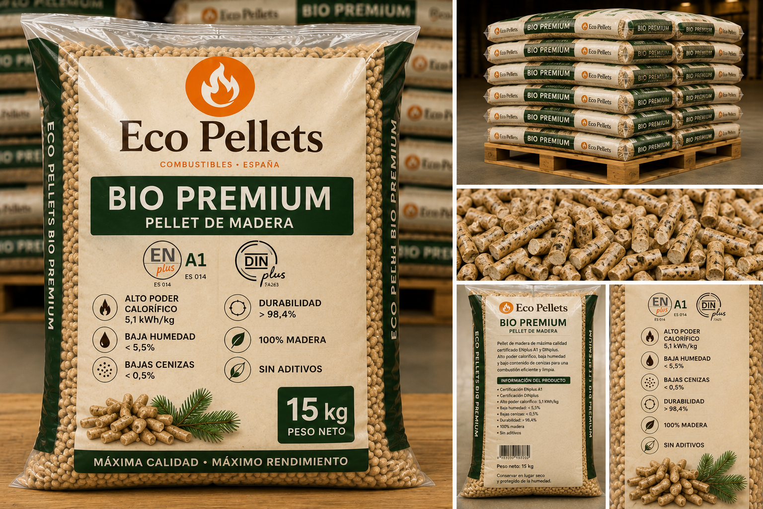 Eco Pellets Bio Premium – 70 sacos 