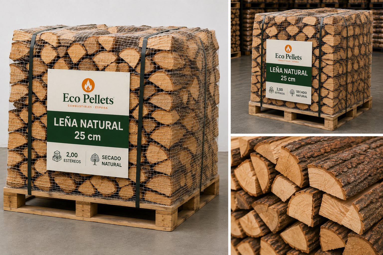 Leña Natural Eco Pellets – 25 cm
