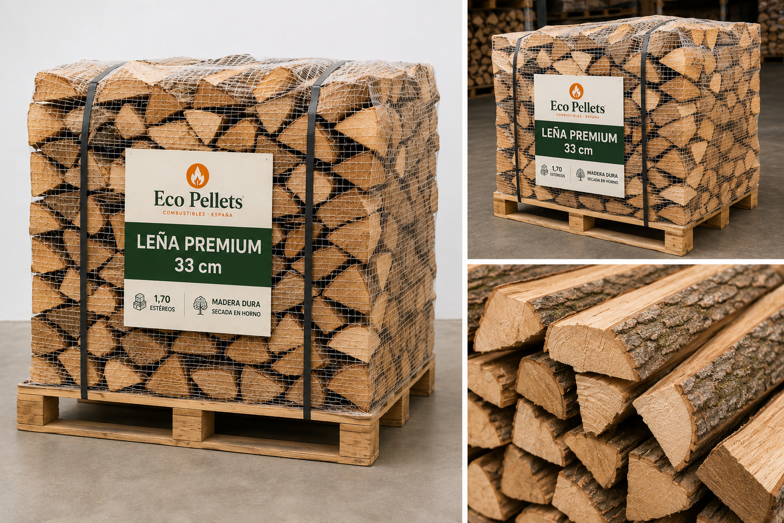 Leña Premium Eco Pellets – 33 cm 